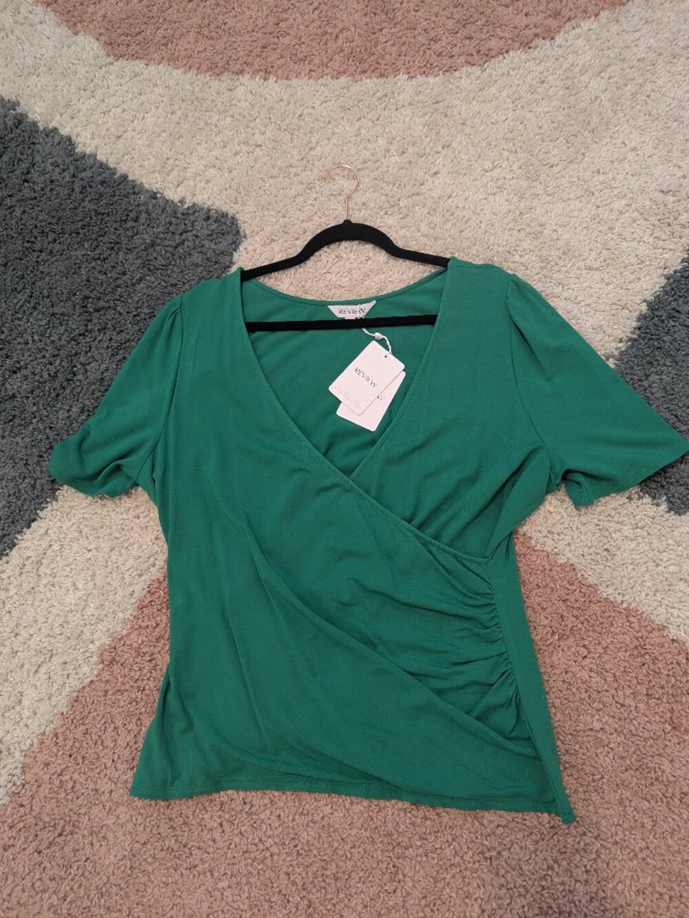 Review Celina Wrap Top Parakeet Green Size 18 BNWT